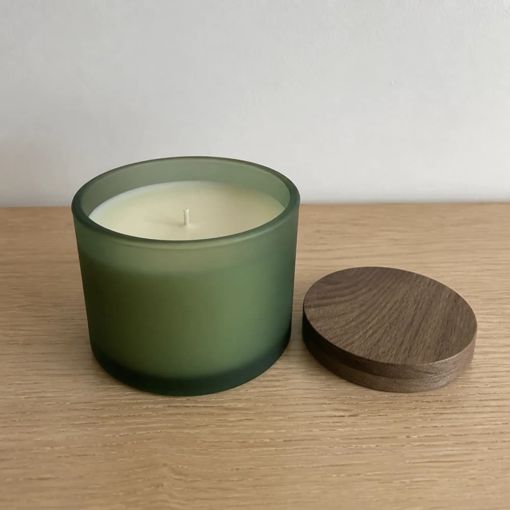 A simple phone photo of an artisan candle